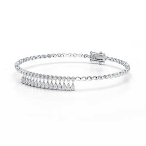 Bracelet tennis de luxe en or blanc 14KT avec diamants ronds cultivés en laboratoire couleur DEF VVS clarté 8 grammes cadeau parfait luxe - Product Image 3