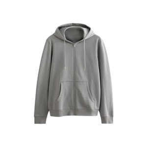 Sweat-shirt à capuche zippé gris pour homme de haute qualité, en molleton de coton, fermeture éclair intégrale, décontracté, vêtements d'hiver, streetwear, vente en gros, usine - Product Image 1