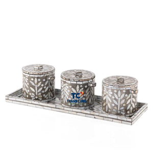 Juego de bandejas para fregona al por mayor, Juego de 3 tarros de nácar con bandeja y caja de regalo, decoración de regalos Isla Ramadán Eid 2025 - Product Image 1