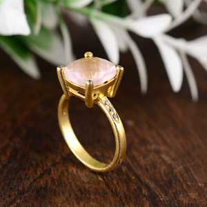 Unique Design Rose <b>Quartz</b> <b>Ring</b> Boho Brass Jewelry For Women 18k Gold Plated Geometric Statement Design For Wholesale/OEM/ODM - Product Image 4