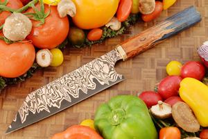 Cuchillo de Damasco de cobre con funda, cuchillo cortador hecho a mano - Product Image 3