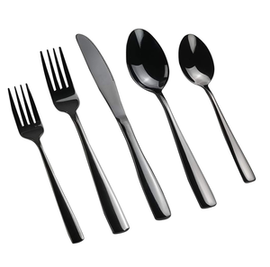 Ensemble de couverts en acier inoxydable noir mat miroir pour livraison rapide restaurant hôtel noir mat cuillère restaurant hôtel - Product Image 4