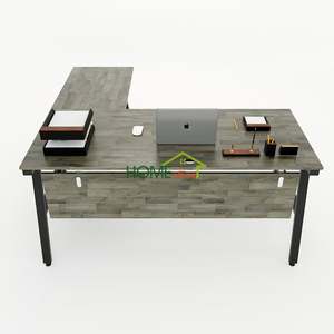 ACONCEPT L-Shaped HBAC020 <b>Desk</b> 160x150 Wood and Glass Adjustable and Assembled with <b>Drawer</b> for Home Office or School Use - Product Image 2