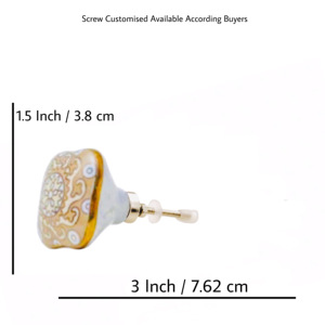 Perillas de cerámica Rosa marroquí con diseño de flor cuadrada y hexagonal único trabajo dorado para armarios de cocina y tocadores - Product Image 3