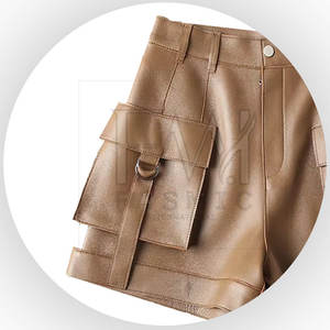 New Arrival <b>Women's</b> 100% <b>Leather</b> <b>Shorts</b> Customizable Fabric Breathable Waterproof Quick Dry Lightweight Workout <b>Shorts</b> Custom - Product Image 2