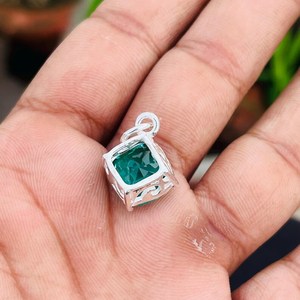 Topaze bleue coussin coupe pendentif en argent Sterling fait à la main collier de pierres précieuses décembre pierre de naissance charme cadeau - Product Image 4