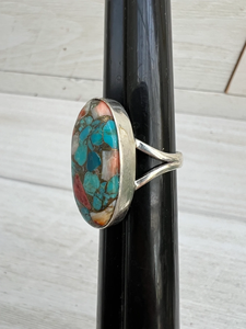 925 Sterling Silver Boho Jewelry Handmade Oyster Turquoise Ring Copper Promise Wedding Statement Gift for Women for Parties - Product Image 3