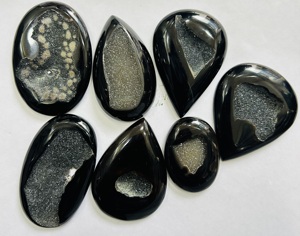 100% พลอยโอนิกซ์สีดำธรรมชาติอัญมณีทรงหลังเบี้ยทรงหลวมสำหรับทำเครื่องประดับหินใหม่พลอยเทียมใหม่ - Product Image 3