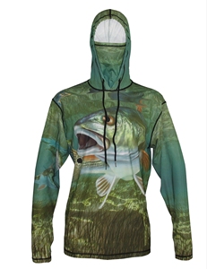 Sudadera con capucha de pesca de manga larga con protección UPF para hombre, camisa de tela de protección solar transpirable ligera para viajes en lago o barco - Product Image 3