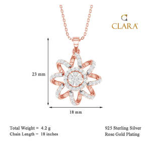 สร้อยคอจี้แอนนา CLARA เงินแท้ 925 ดีไซน์ดอกไม้ทันสมัย ชุบโรเดียม กล่องโรสโกลด์ ประดับเพชรและมุก สำหรับงานหมั้น - Product Image 4