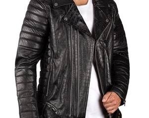 Veste d'hiver de haute qualité pour hommes, veste en cuir brodée PU avec poches zippées, veste en cuir - Product Image 4