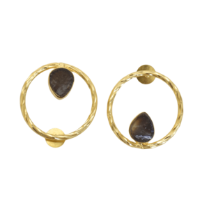 Boucles d'oreilles pendantes en laiton naturel, pierre semi-précieuse naturelle de qualité supérieure, finition laiton satiné, sans nickel, durables, vente en gros, mode - Product Image 6