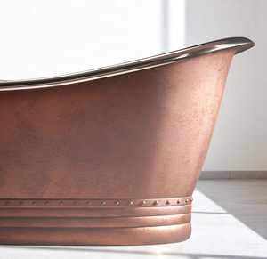 Baignoire sur pied en cuivre antique moderne Double Slipper Vintage inspiré avec une finition en laiton baignoires marocaines inspirées du cuivre - Product Image 6