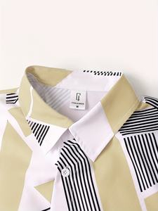 Conjunto de Ropa Casual para Hombre, Camiseta de Manga Corta con Estampado Geométrico Abstracto y Pantalones Cortos con Cordón, Estilo Playero de Verano - Product Image 3