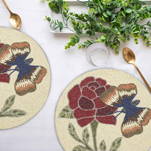 Tapetes decorativos con cuentas para mesa, posavasos, colocación de mesa con cuentas elegantes en varios colores diferentes para cocina, 100% algodón - Product Image 6