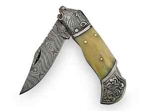 Cuchillos plegables de bolsillo de acero de Damasco hechos a mano personalizados cuchillo de bolsillo plegable profesional - Product Image 2