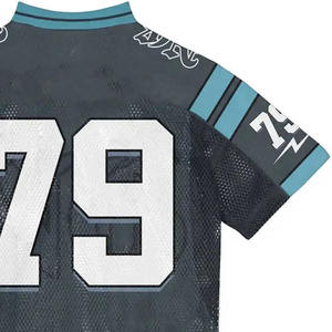 เสื้อยืดแฟชั่นสตรีทสำหรับผู้ชายเสื้อฟุตบอลผ้าตาข่ายเนื้อผ้าฝ้าย100% สำหรับผู้ชายเสื้อตาข่ายพิมพ์ลายทรงหลวม - Product Image 6