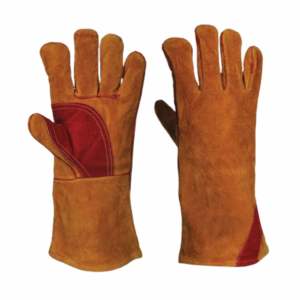 Guantes de cuero dividido de piel de vaca reforzada de larga duración Guantes de soldador de barbacoa resistentes al calor Protección DE TRABAJO personalizada - Product Image 1