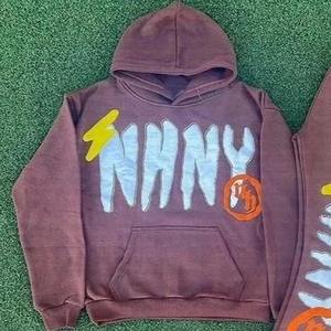 Survêtements en coton à 100% du Pakistan pour hommes automne et hiver nouvel ensemble deux pièces de couleur unie ensemble à la mode survêtement pour hommes - Product Image 2