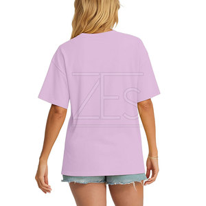 Chất Lượng Hàng Đầu Rắn Màu Phụ Nữ Quá Khổ Đồ Họa T-Shirt Thoáng Khí Trọng Lượng Nhẹ Cotton Quá Khổ Đồ Họa T-Shirt - Product Image 5