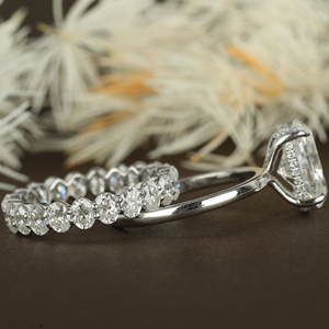 Juego de anillos de novia de corte brillante redondo totalmente tachonado con moissanita chapada en rodio en oro de 10K 14K 18K fiesta de boda de plata 925 - Product Image 5