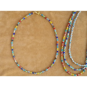 Collar Vibrante con Cuentas de Ojo Turco Bañado en Oro, Accesorio de Moda de Tendencia para Compradores Mayoristas - Product Image 1