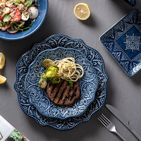 Ensemble de vaisselle en céramique de style baroque vintage, ensemble de vaisselle en céramique, assiette en porcelaine et bol, ensemble de tasses, vaisselle