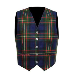 Design personnalisé gilet en tartan pour hommes de haute qualité vêtements écossais broderie personnalisée logo gilets en tartan pour hommes à vendre - Product Image 1