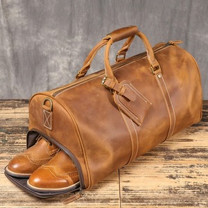 Bolsa de lona de viaje de cuero Ecológica Cierre de cremallera grande Regalo unisex portátil para fin de semana Durante la noche Gimnasio deportivo Retro - Product Image 1