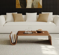 Table basse en bois contemporaine avec placage en bois courbé Mobilier de salon unique au design avec rangement pour la maison