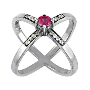 "925 Silver Fashionable Trendy Ruby Inlay <b>Ring</b>-<b>Women's</b> Size Free-Vintage <b>Statement</b> Style" - Product Image 1