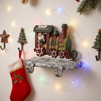 Support à chaussettes vintage en fonte, motif train du Père Noël et neige, thème de Noël, décoration suspendue pour salon, cheminée, cadeau de fêtes