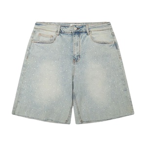 Personnalisé Hip Hop Diamants Baggy Fabricant Distressed Vintage Acid Wash Hommes Denim Shorts pour Hommes 2026 - Product Image 1