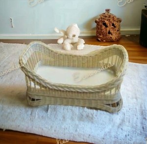 Berceau en osier fait à la main en rotin pour bébé berceau de poupée lit de poupée en rotin de qualité supérieure pour poupée décoration de salle de jeu pour enfants - Product Image 2