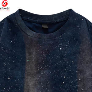 T-shirt Oversize Premium Imprimé Galaxie Coton Doux Streetwear Coupe Décontractée Col Rond Personnalisable Logo Vente en Gros Printemps Séchage Rapide - Product Image 4