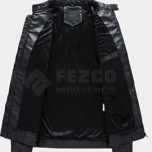 Veste d'hiver en cuir confortable pour hommes avec intérieur doux Veste d'hiver en similicuir coupe ajustée pour hommes pour un usage quotidien - Product Image 3