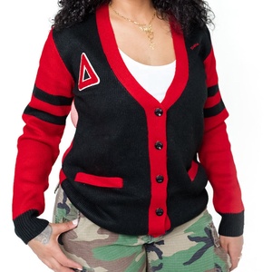 Suéter Cárdigan Informal de Punto para Invierno, Diseño de Talla Grande con Decoración Bordada, Ropa de Hermandad, Logotipo DST Personalizado - Product Image 2