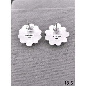 Southwest Handmade Royston Turquoise & Sterling Silver Ribbon <b>Post</b> <b>Earrings</b> Bezel Setting Flower Shape Studs - Product Image 3