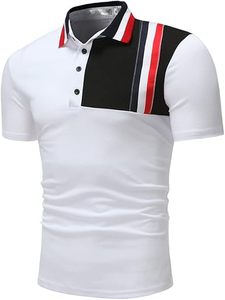 เสื้อโปโลแขนสั้นของผู้ชายผ้าฝ้าย100% กันยับสำหรับผู้ชายผ้าถักลายทางสีทึบ - Product Image 4