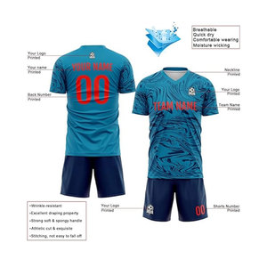 Men's Red And Navy Geometric <b>Soccer</b> Jersey Short Sleeve Crew Neck Moisture Wicking Fitted Polyester Adult Sport Apparel - Product Image 5