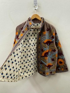 Velvet Suzani Embroidered Short <b>Jacket</b> Handmade Uzbek Spring Coat Vintage Coat <b>Christmas</b> Gift For Women Trendy Festival Clothing - Product Image 3