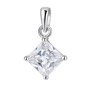 Collier pendentif carré en argent sterling 925 plaqué rhodium avec cristal CZ pour femme, bijou minimaliste, cadeau - Product Image 2