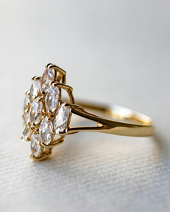 Anillo de Oro Sólido de 14K con Diamantes Cultivados en Laboratorio, Corte Marquesa, Estilo Romántico, para Compromiso, Boda, Aniversario, Regalo para Mujer - Product Image 4