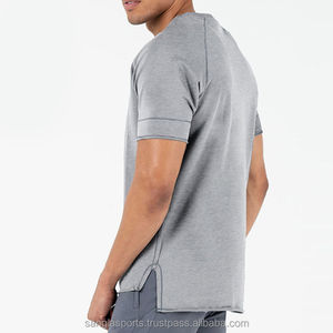 Por encargo en blanco hombres camisetas de cuello redondo camisetas para Fitness precio bajo al por mayor de algodón deportes camisas de manga corta - Product Image 2