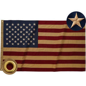Vintage 3x5 ft American <b>Flag</b> Heavy Duty Tea Stained Cotton Aged-Looking 4th July Cloth for Fiberglass Flagpoles for Display - Product Image 5