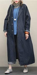 Veste en jean classique pour femme, coupe droite chic, longueur genou, polyvalente, tendance, essentielle pour superposer, boutonnée, délavée, style vintage - Product Image 2