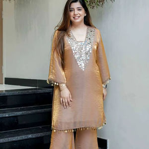 PLAZZO Exclusivo Casual Crop Length Salwar Kameez con trabajo de espejo para fiestas Graduación Temporadas de verano y primavera - Product Image 1