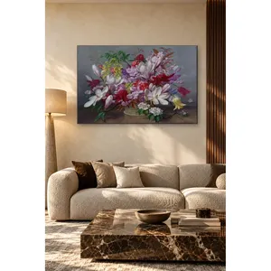 Bouquet de magnolias et de lilas dans un panier, impression sur toile - Product Image 4