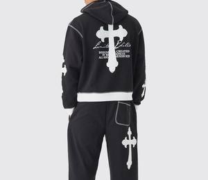 ชุดวอร์มกางเกงวอร์มและเสื้อฮู้ดผ้าคอตตอนและเสื้อสวมหัวชุดวอร์มมีโลโก้คุณภาพสูงของผู้ชาย - Product Image 3