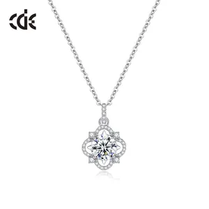 Cde Czyn055 Sang Trọng Đồ Trang Sức Mỹ 925 Sterling Bạc Vòng Cổ Tám Cánh Sao Hoa Hình Dạng Zircon Mặt Dây Chuyền Vòng Cổ